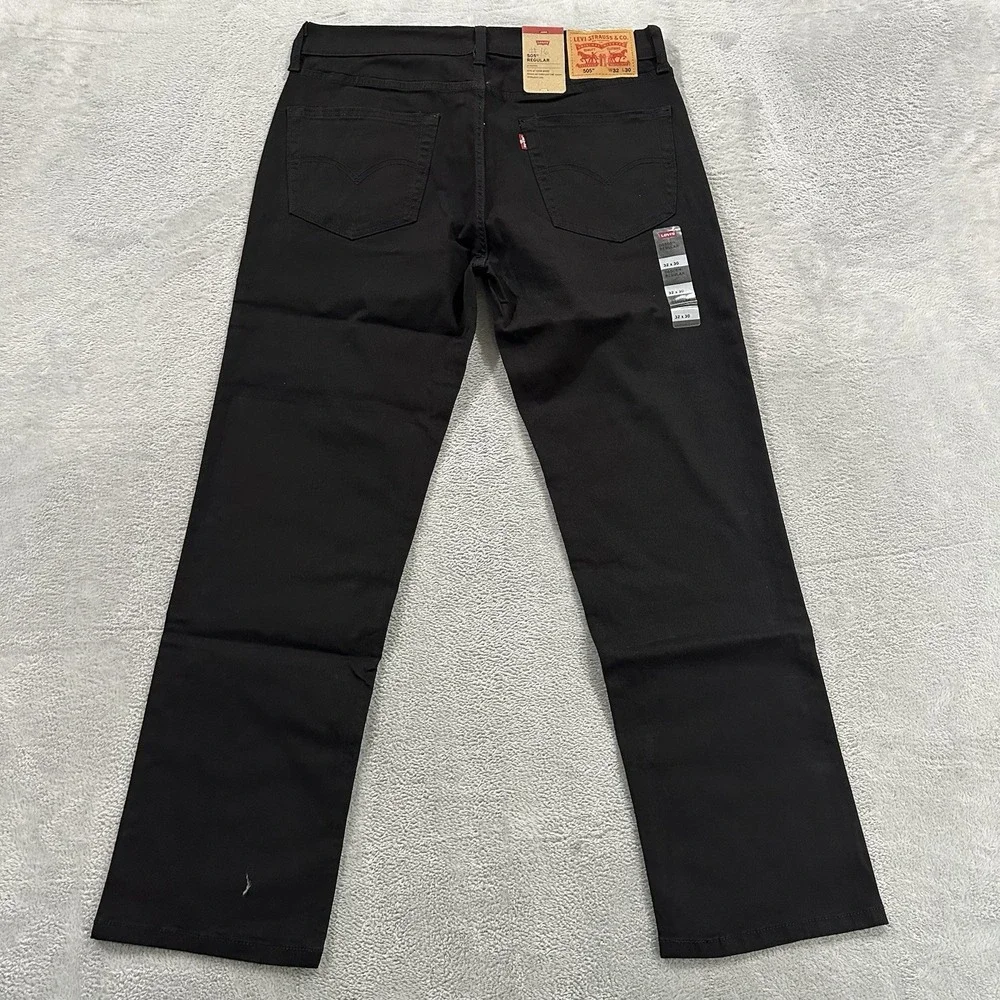 Levi's 505 Jeans Mens 32x30 Straight Mid Rise Premium Soft Twill Normcore Black